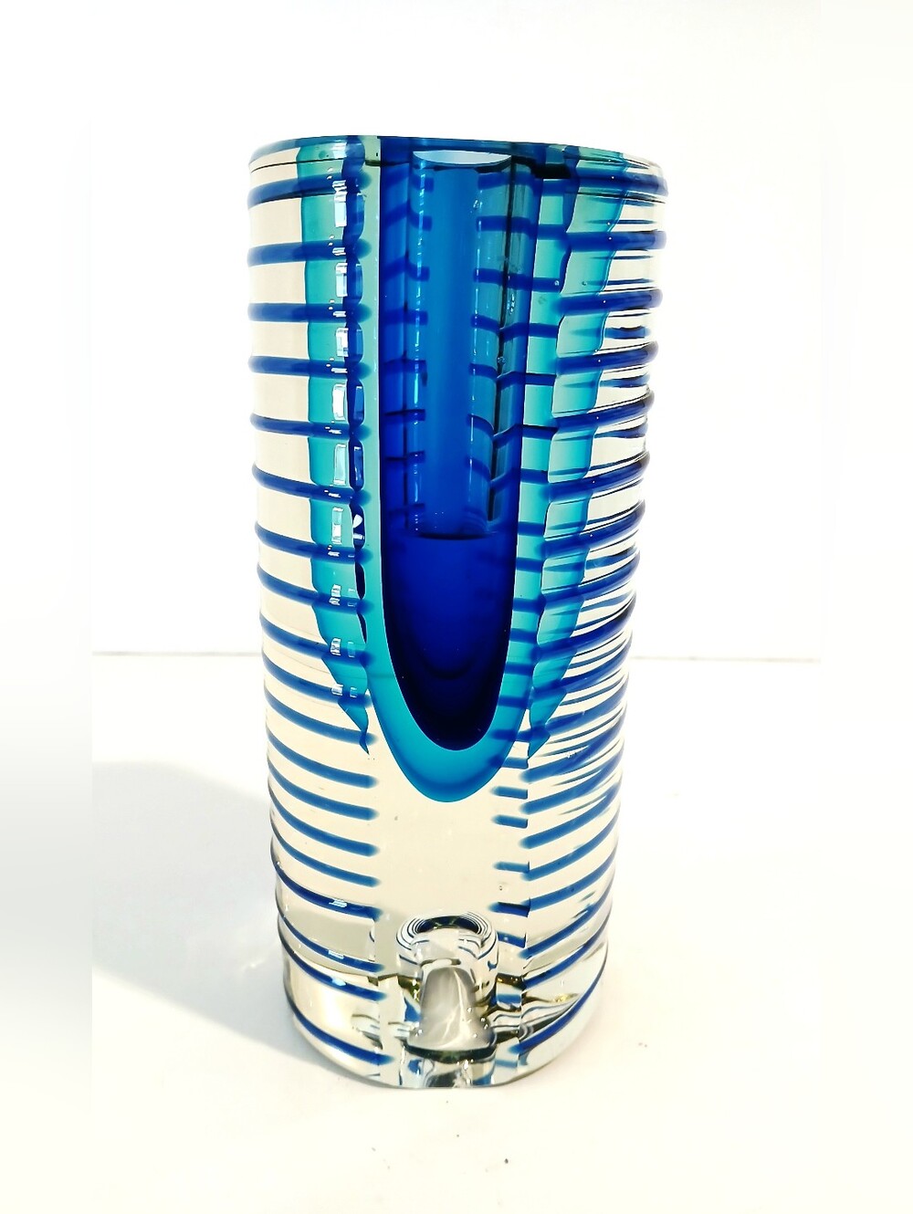 Vintage Pavel Hlava Czech Sommerso Vase Sculpture Modernist Studio Glass